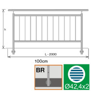 Balustrada pionowa BR AISI304, D42,4/d12mm/h1000/L