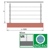Balustrada kablowa ze stali nierdzewnej, 1500x900mm