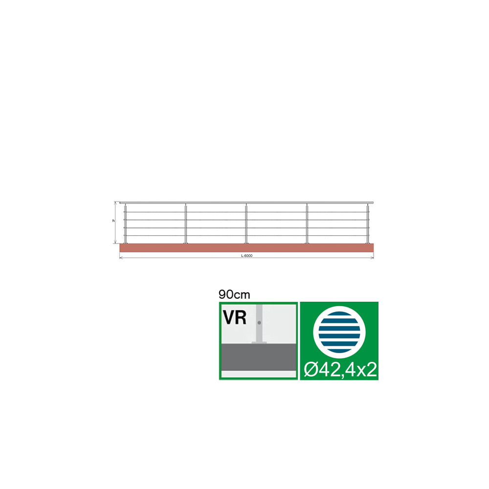 Balustrada kablowa ze stali nierdzewnej, 6000x900mm