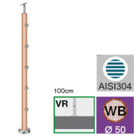 Słupek BUK (BEECH) D50/5x12mm, H1000, płaszczyzna VK