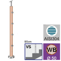 Słupek BUK (BEECH) D50mm, 4xd12mm, v=90cm, VK-Scho