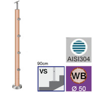 Słupek BUK (BEECH) D50mm, 4xd12mm, v=90cm, VK-Scho