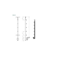 Słupek, Kotwienie boczne - do schodów AISI304, D42,4x