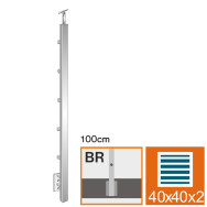 Słupek, Kotwienie boczne AISI304, 40x40x2/5xd12/H100