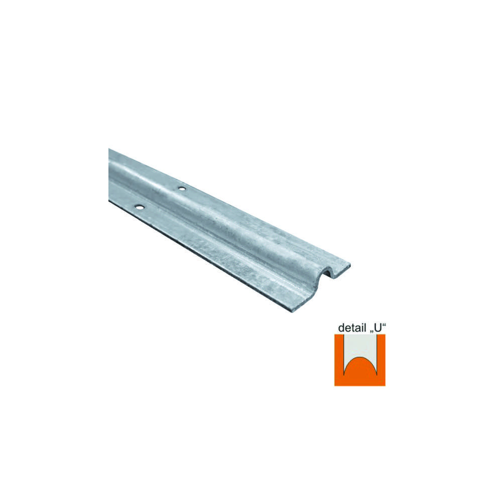 Szyna prowadząca dolna-U, Zn, 60x16mm, t3mm, L3m