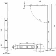Kątownik stabilizujący z czarną ścianką szklaną