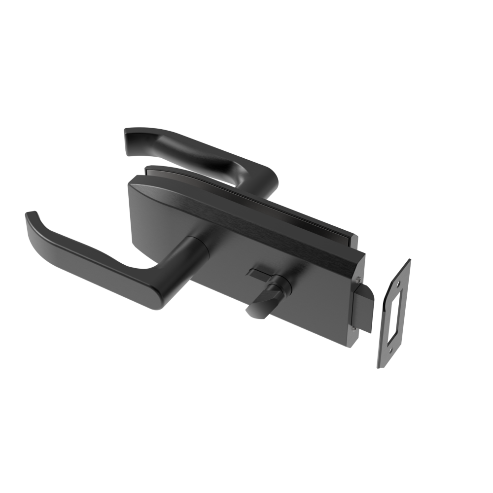 Zamek do drzwi szklanych inox, szkło t 8,10,12mm CZARNY