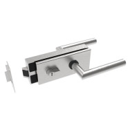 Zamek do drzwi szklanych AISI304 + wkładka PZ