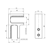 Uchwyt do szkła - szkło/szkło - 90°