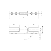 Uchwyt na szkło - szkło/szkło - regulowany