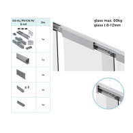 Okucia - drzwi przesuwne + stałe przeszklenie AL