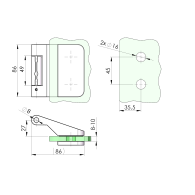 Zawias do drzwi szklanych AISI304 office