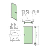 Ościeżnica do drzwi szklanych + zawias