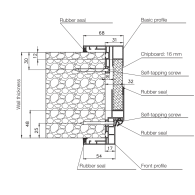 Profil kołnierzowy do drzwi szklanych "U" 75-105 SET