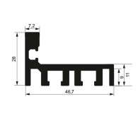 Profil kołnierzowy do drzwi szklanych "L"