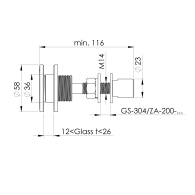 Szklany uchwyt pająka, AISI 304