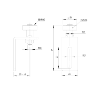 Koło nylonowe ze wspornikiem i łożyskiem, AISI304