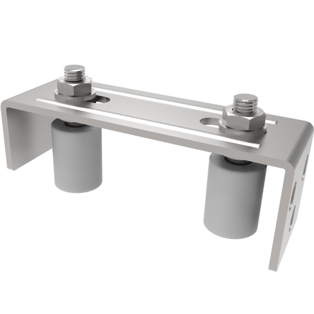 Prowadnica górna 2 rolki, INOX, 165x57mm, D30