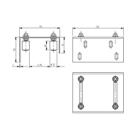 Prowadnica górna 4 rolki, Zn, 175x220mm