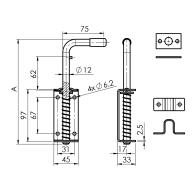 Zatyczka do bramy ze sprężyną, Zn, L200mm