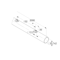 Rura szlifowana AISI304, D33,7x2/15xd12,5/L2000
