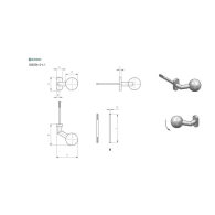 Uchwyt - pełna kula - para AISI 304, K320, lewy