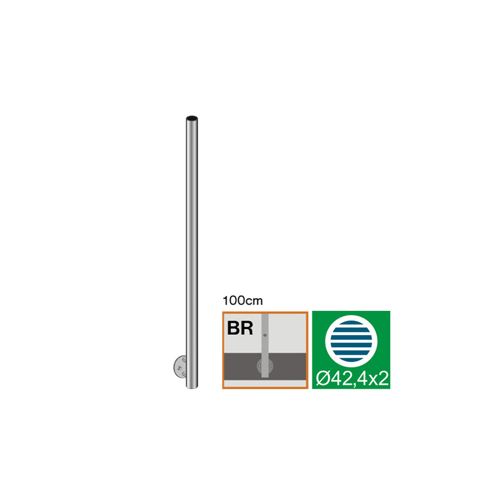 Słupek antykorozyjny, prosty BK AISI304, D42,4/H1000mm