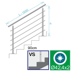Balustrady nierdzewne okrągłe na schody, poręcze górne